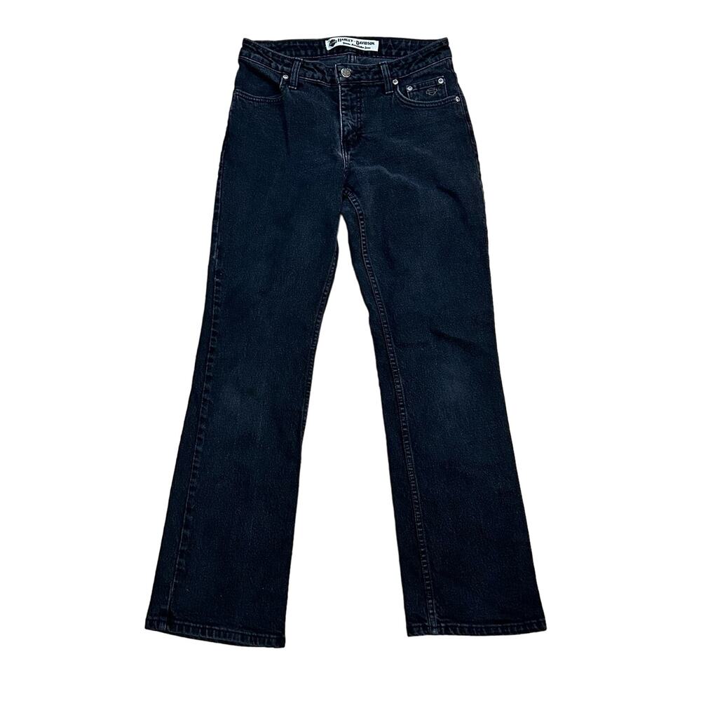 Y2K Harley Davidson Bootcut Jeans Faded Black Denim Women's 6 Vintage